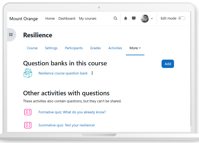 Moodle 5.0 Course question banks